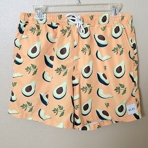 Eubi Mens Avocado Pattern Swim Trunks - Size Medium